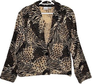 Vintage Carolina Colours Tapestry Jacket L Safari Animal Cotton Blazer Statement